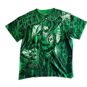 DC Comics Green Lantern Graphic Mens XL All Over Print Superhero Tee Y2K